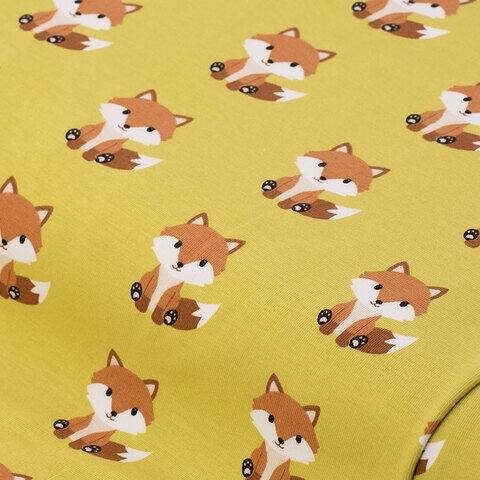 Baumwoll-Jersey "Kleiner Fuchs" mit Elasthan, lemon-color