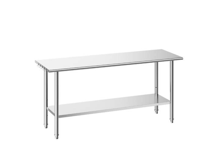 Vevor Table De Travail Cuisine Professionnelle\, Table Centrale Inox 182\,9x61 Cm\, Pour Preparation Chr Cafe Hotel Restaurant\, Poste De Travail En Acier Inoxydable Avec Tablette Inferieure Reglable