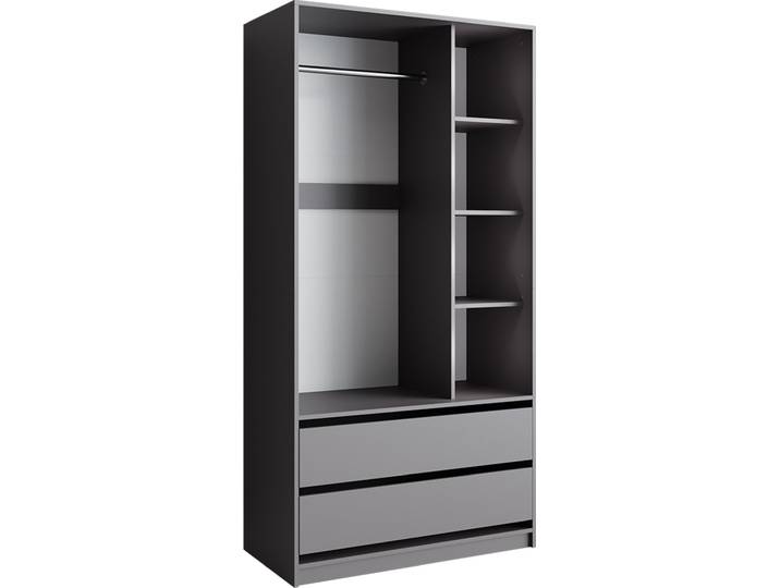 Armoire à vêtements Vicco Elmo Anthracite 100x200cm avec 2 tiroirs\, Model 49516