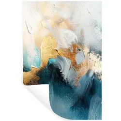 WANDTATTOO Abstrakt - Kunst - Gold - Blau Wandbild 40x60 cm