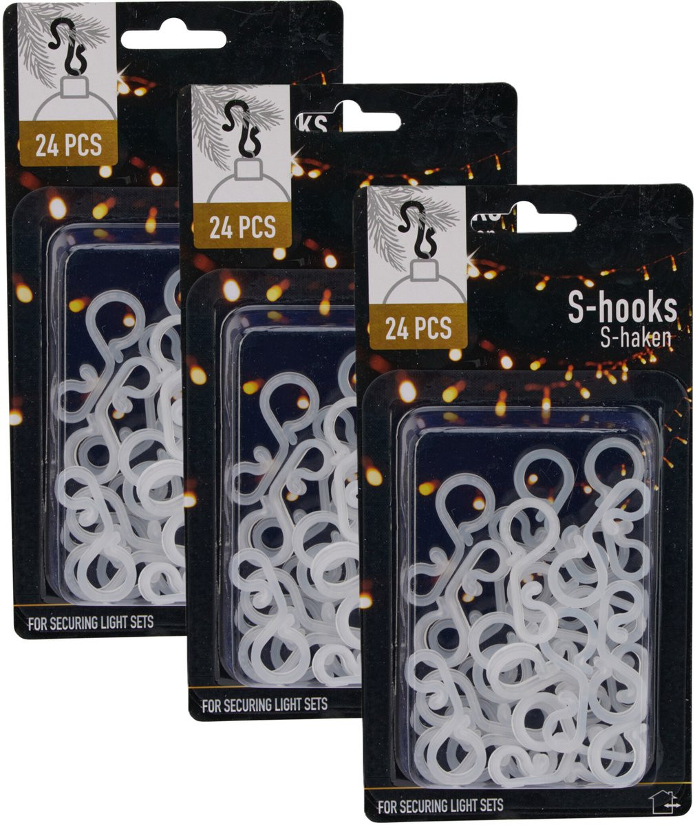 72 stuks S-vormige lichtsnoer ophanghaakjes voor kerstverlichting en dakgoot