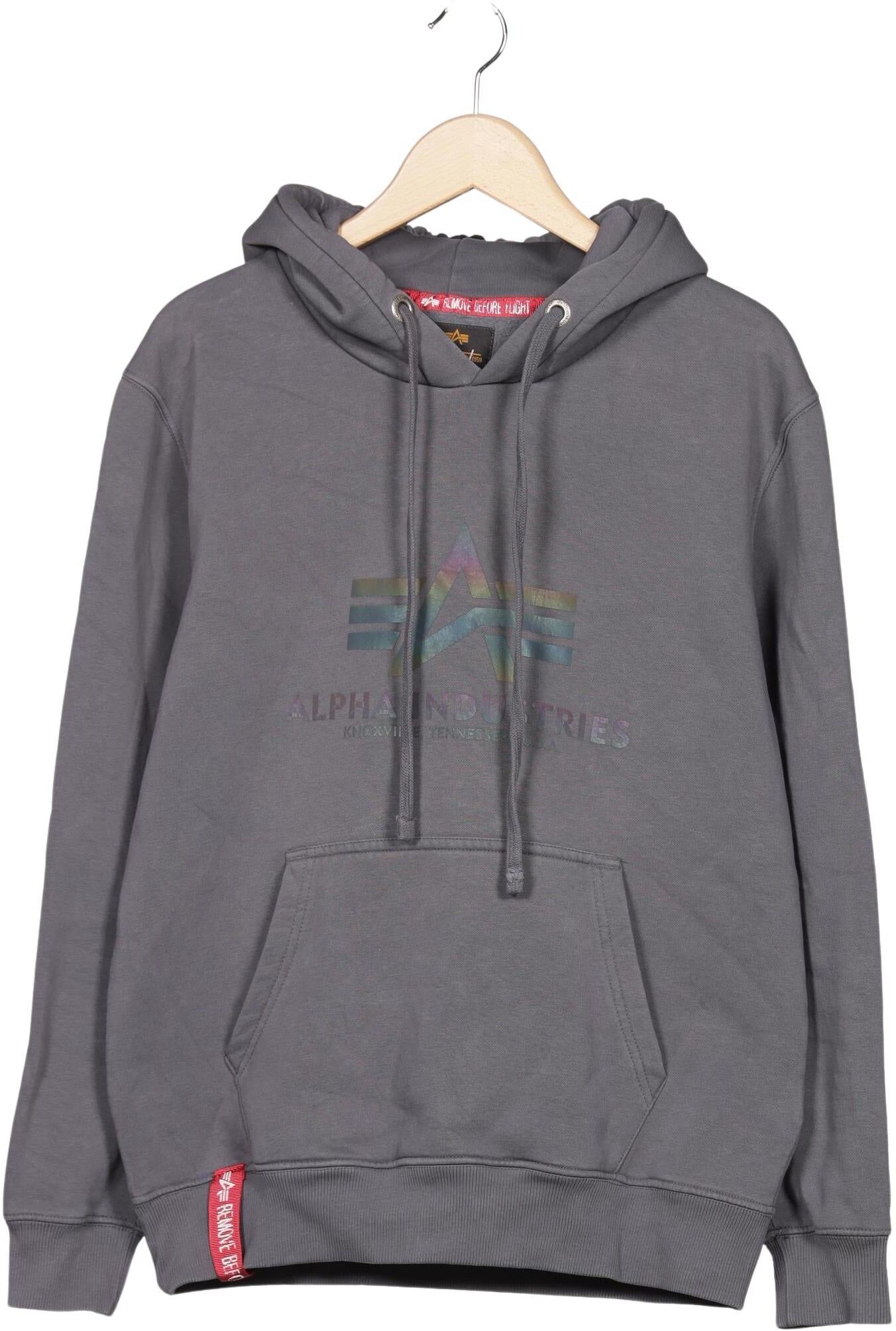 Alpha industries Herren Kapuzenpullover, Grau, Gr. M, Synthetik / Baumwolle - Second Hand