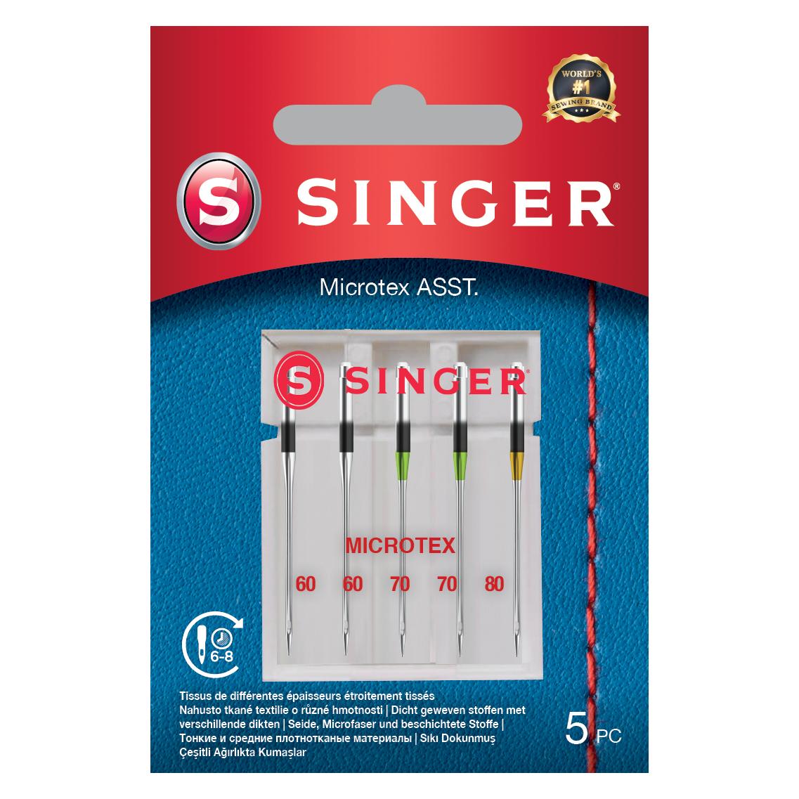 Singer MICROTEX Nähmaschinennadel, Sortiment, 5er Pack (33012880)