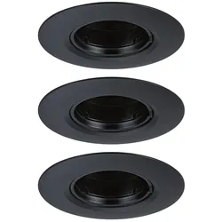 Paulmann Einbauleuchte 3er-Pack starr  rund 90mm  GU10 max. 3x10W  230V dimmbar  Schwarz 92114