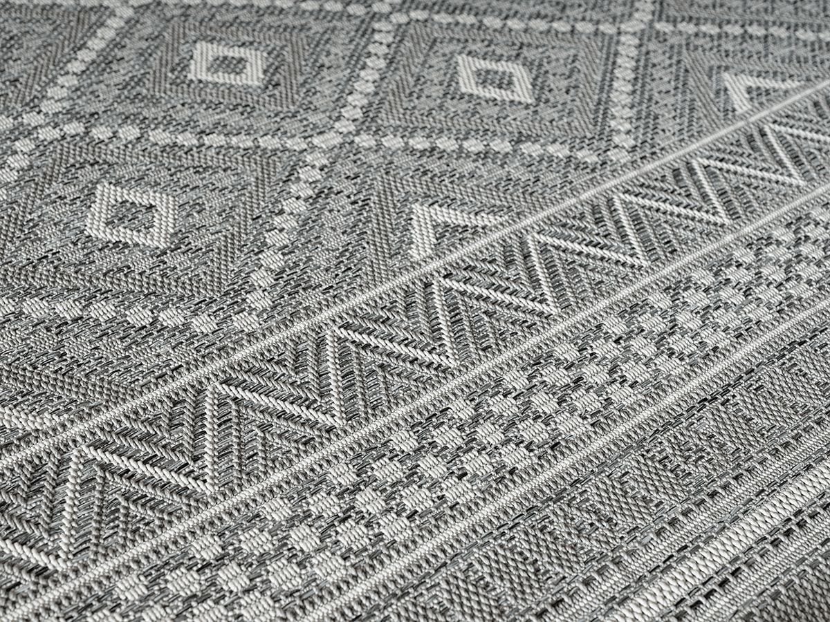 Teppich THE CARPET "Calgary round", grau, H:1mm Ø:120cm, Polypropylen, Teppiche, Teppich, moderner robuster In und Outdoor Teppich grau Ø 120cm 1 Stk., 1mm, Ø 120cm