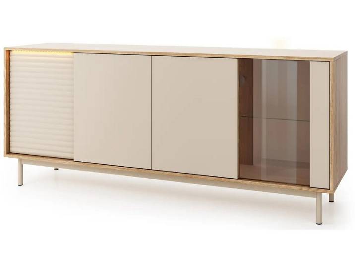 yourhouse24 Kommode TILA TI-02 mit Beleuchtung, Kaschmir / Geriffelte Fronten