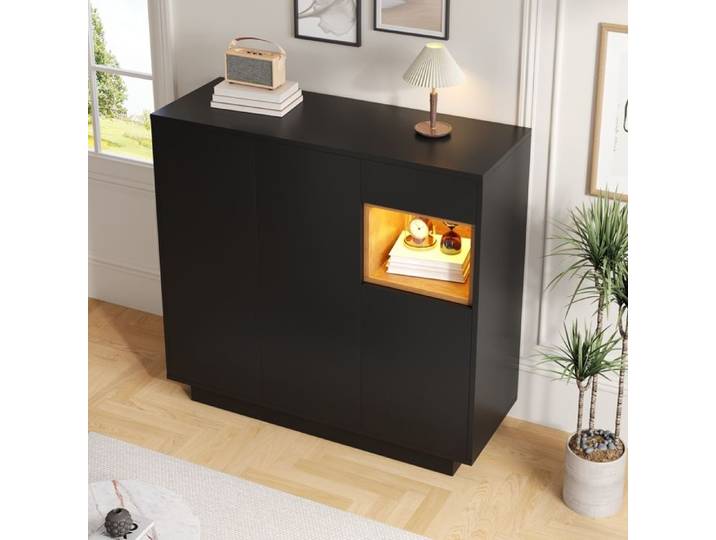 Meuble a chaussures 105x39.5x100.5 cm avec tiroir Armoire à chaussures avec étagères réglables Meuble entree en noir