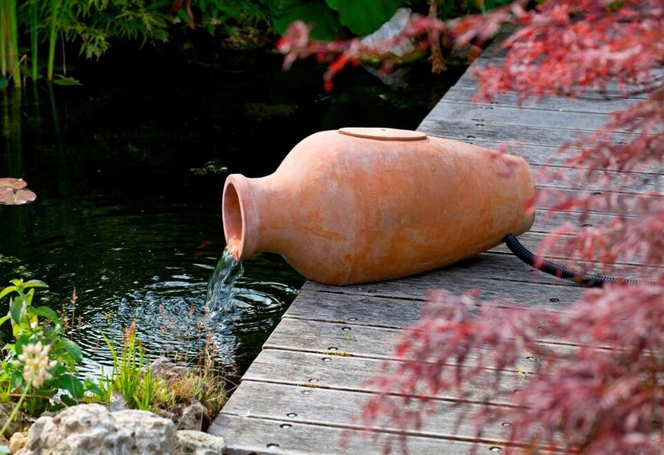 Gartenbrunnen UBBINK "Amphora", beige (natur), Terrakotta, Wasserspiele, Gartenbrunnen