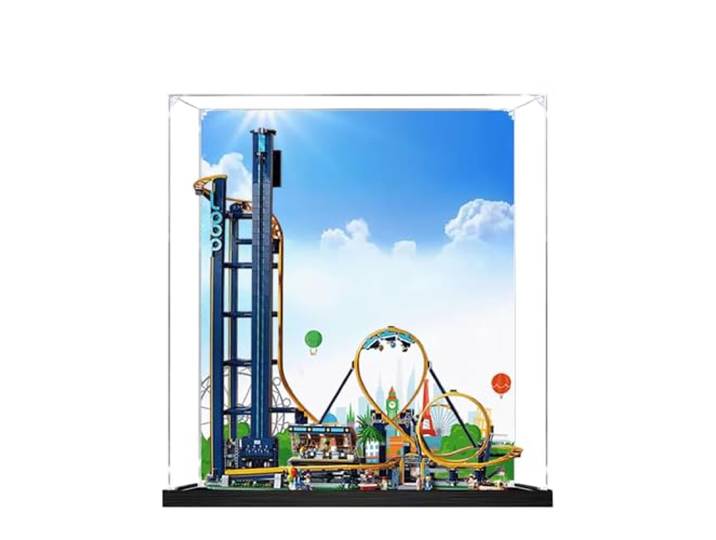Acryl-Vitrine für Lego 10303 Achterbahn-Modell, 3 mm staubdichte Schaukasten, Vitrine kompatibel mit Lego 10303 (Modell nicht im Lieferumfang enthalten) (Hintergrund 3 mm B)