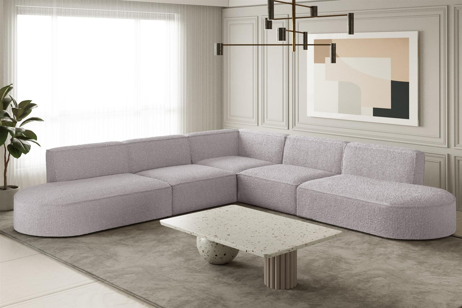 Designbank PALMA Ecksofa met Ascot stof in roze
