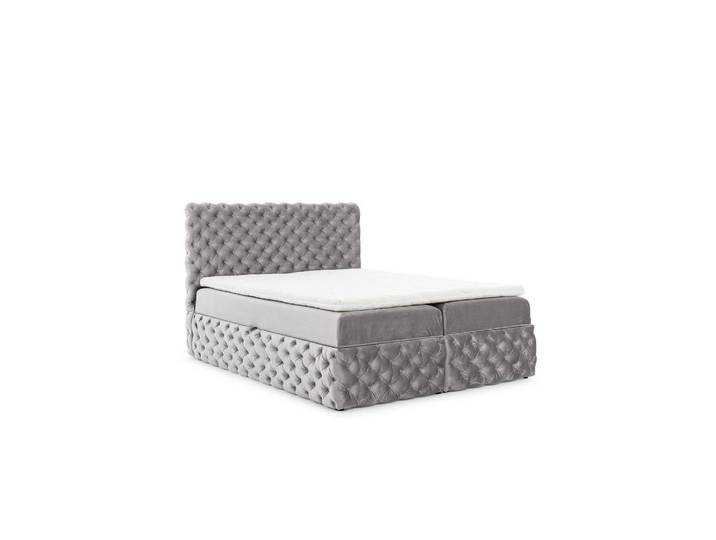 Home Collective Boxspringbett mit zwei Stauraum 200x200 cm in Grau, 200x200 cm, Schlafzimmer, Betten, Boxspringbetten