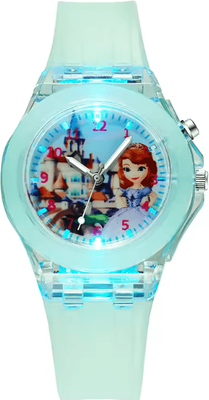 Inspire Curations Disney Frozen Kids Light Up Watch Princess Elsa Silicone Strap Cartoon Wristwatch girl B Green