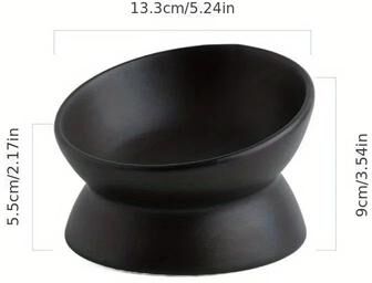 Uplift Treasures Ceramic Raised Cat Bowl Feeding Set black