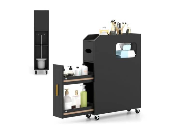 Helloshop26 Aufbewahrungsschrank, schmal, 50 x 16 x 69 cm, platzsparend, modern, aus MDF, Schwarz 20_0012726