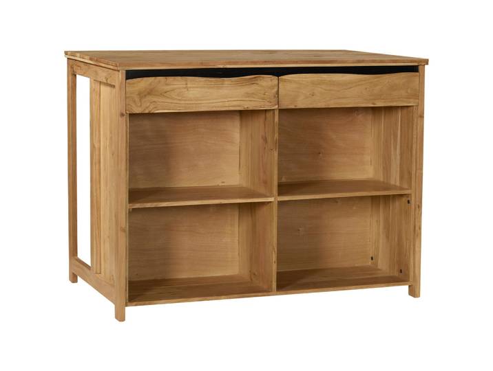 Livetastic Kücheninsel, Schwarz, Akazie, Holz, Akazie, vollmassiv, Holz, 2 Schublade(n) Schubladen, einzeln stellbar, 125x94x80 cm, Küchen, Küchenmöbel, Kücheninseln