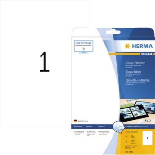Herma 4909 Universal-Etiketten 210 x 297mm Papier, glänzend Weiß 25 St. Permanent haftend Laserdrucker, Kopierer