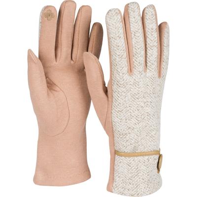 Fleecehandschuhe STYLEBREAKER "Touchscreen Handschuhe Fischgrät Muster", Damen, braun (hellbraun), Obermaterial: 50% Viskose CV. 50% Polyester PES., Modisch, Handschuhe