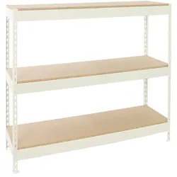 Proregal Schwerlastregal MID WOOD YETI THREE | HxBxT 150x120x75cm | Fachlast 400kg | Weiß