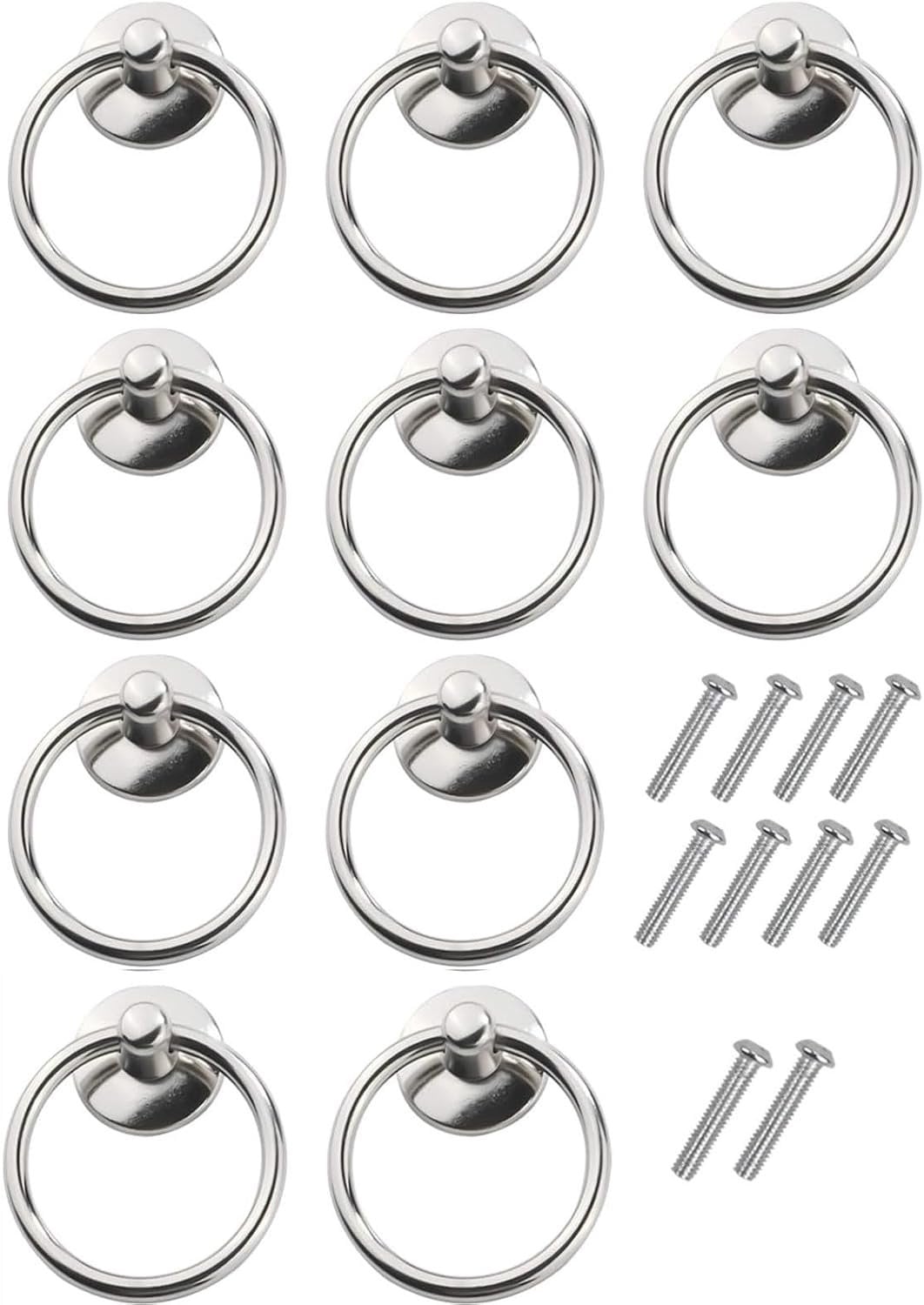 10x Vintage Ring Deurgrepen Zilverkleurig - Kastgrepen