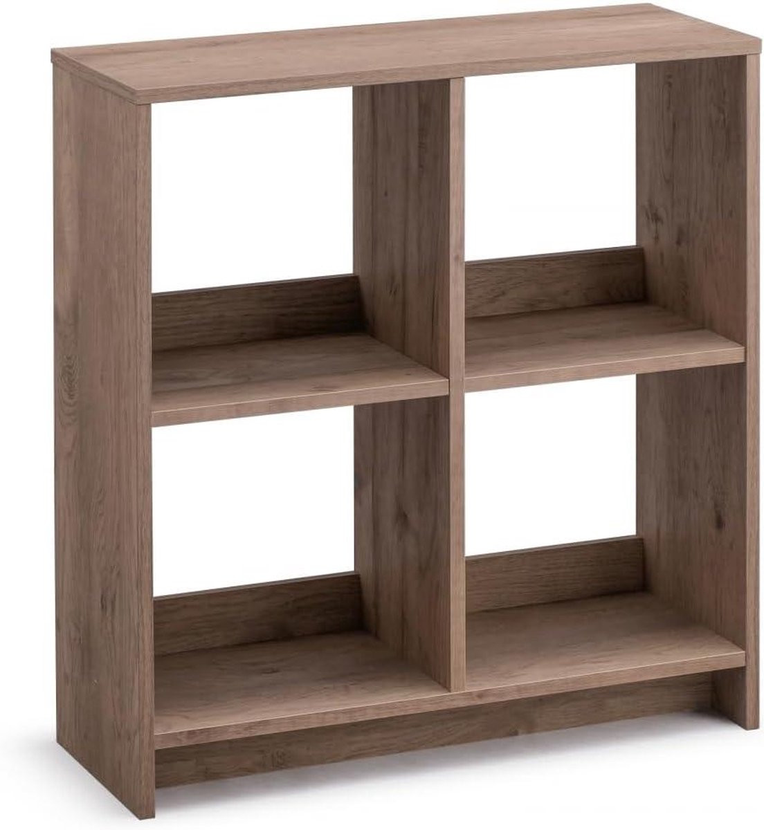 Modulaire houten boekenkast met open kubussen, asbruin, Hoogte: 76 cm