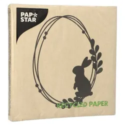 Papstar Servietten Rabbit Wreath recycelt 3 lagig 33x33cm 20 Stück