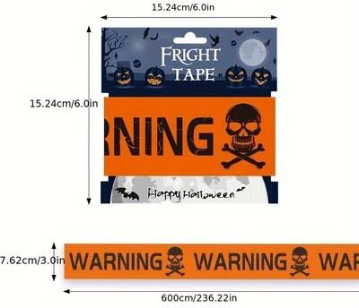 Uplifted Finds 1pc Halloween Warning Strip Plastic Isolation Tape Haunted House Horror Atmosphere Decoration orange