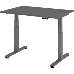 bümö elektrisch höhenverstellbarer Schreibtisch 120x80 cm in graphit, Gestell in graphit - Stehschreibtisch höhenverstellbar mit Memory-Steuerung,
