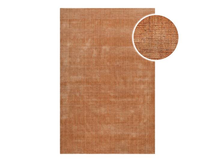 Teppich WECON HOME Seattle , braun (kupfer braun), B:140cm H:11mm L:200cm, Lyocell, Teppiche, Teppich, Kurzflorteppich, handgewebt, TENCEL & Schurwolle, Streifen, Wohnzimmer