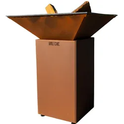 GRILLCHIC brasero cevenol normalstahl quadratisch 74 corten-imitat doppelter tank