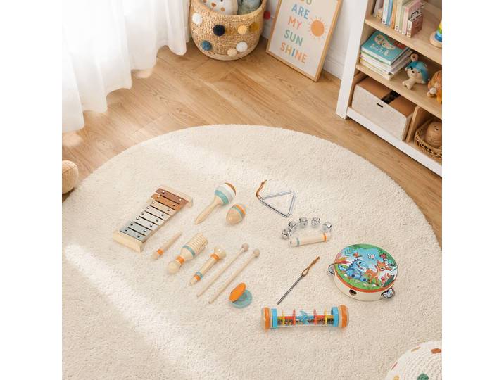 AIYAPLAY Jouets Musicaux Bois Enfants 14 Accessoires Éducatifs