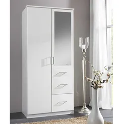 Kleiderschrank weiß mit Spiegel und drei Schubladen Made in Germany