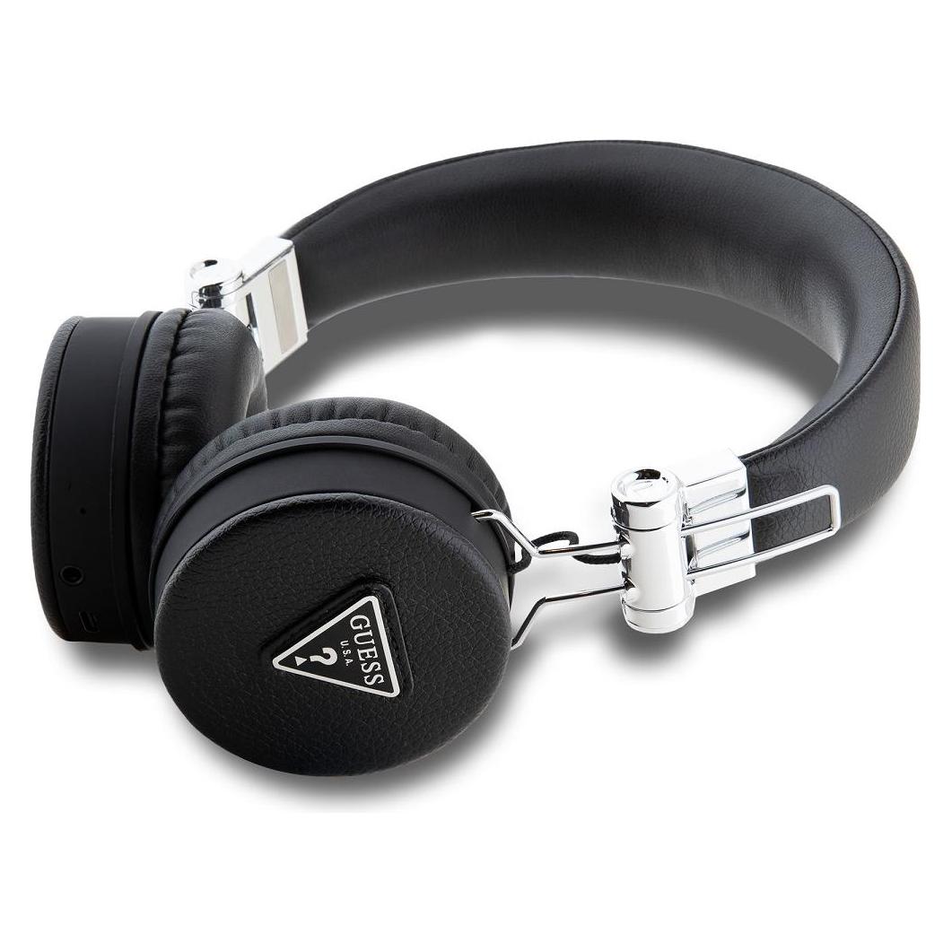 Guess PU Grained Triangle Logo ENC Kabellose Kopfhörer Bluetooth Headset - Schwarz (32 h, Kabellos) (GUBH70PGTSPSK)