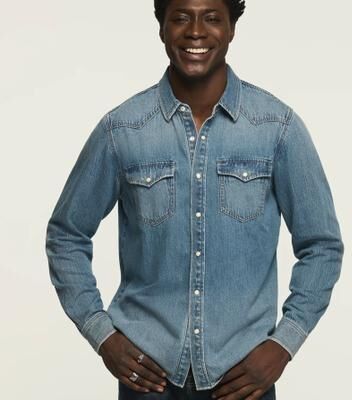 Lucky Brand Denim Western Shirt - Men's Clothing Outerwear Shirt Jackets in Crosswind, Size 2XL