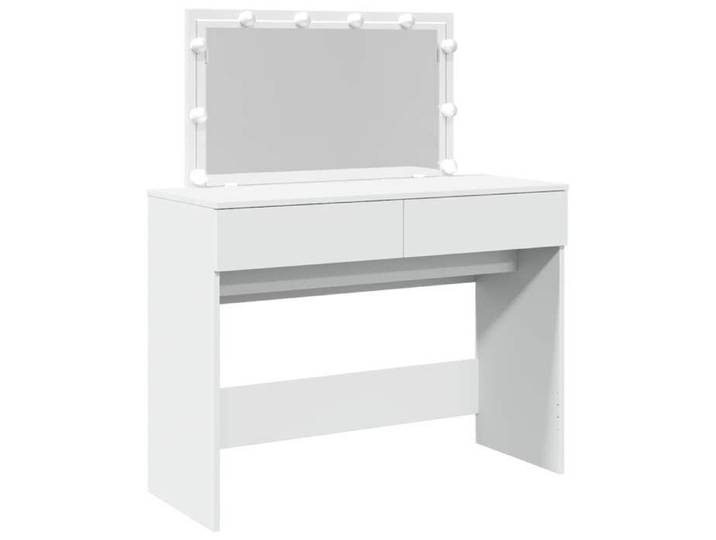 Meuble maquillage - - CHIC - Coiffeuse avec LED - blanc 100x40x120 cm@EUzsh33j