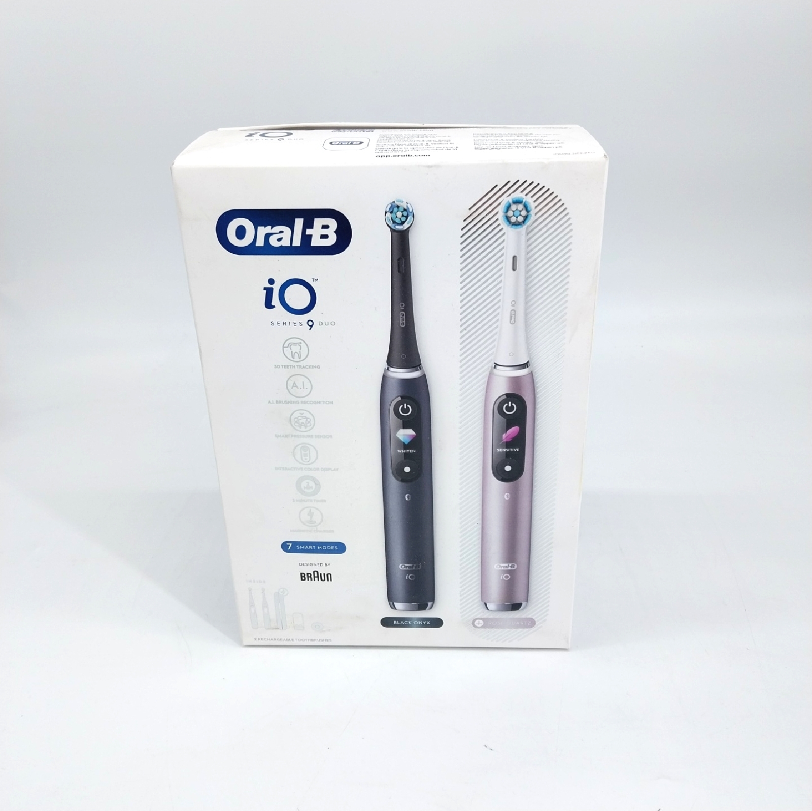 Oral-B iO 9 elektr. Zahnbürste schwarz rosa Bluetooth Magnettechnologie Bürsten Reiseetui Zahnhygiene