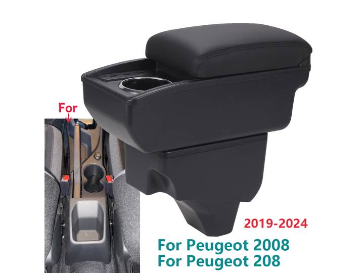 Boîte d'accoudoir pour Peugeot 208, boîte de rangement pour accoudoir de voiture, pièces de rénovation dédiées, accessoires d'intérieur de voiture, pour Peugeot 208 2008 2019 – 2024