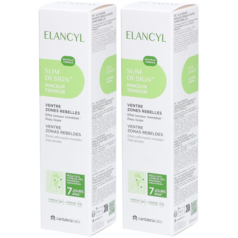 Elancyl Slim Design Minceur Tenseur Ventre zones rebelles x2 2x150 ml Hautcreme