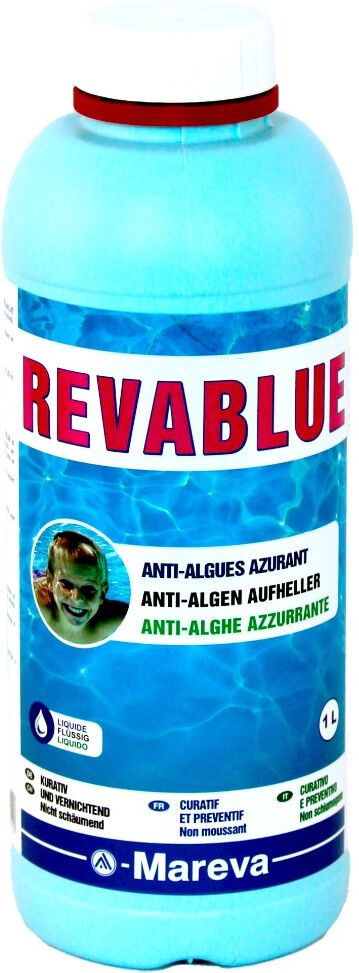 Traitement piscine Anti-algues Mareva REVABLUE azurant 1L