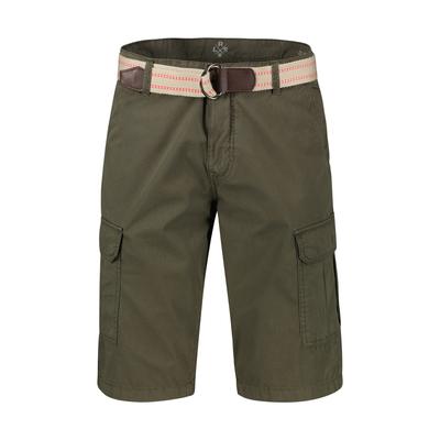 Bermudas LERROS "Herren Cargo Bermudashorts mit Seitentaschen und Gürtel", Herren, Gr. 30, grün (aged olive), 100% Baumwolle, Hosen Bermudas, Bequem geschnittene Bermuda für den Sommer, Einfarbig, 100% Baumwolle