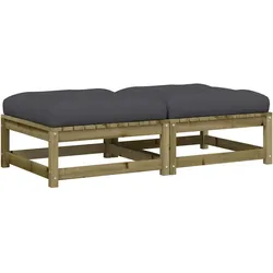vidaXL Gartenhocker mit Kissen 2 Stk. Kiefernholz Imprägniert