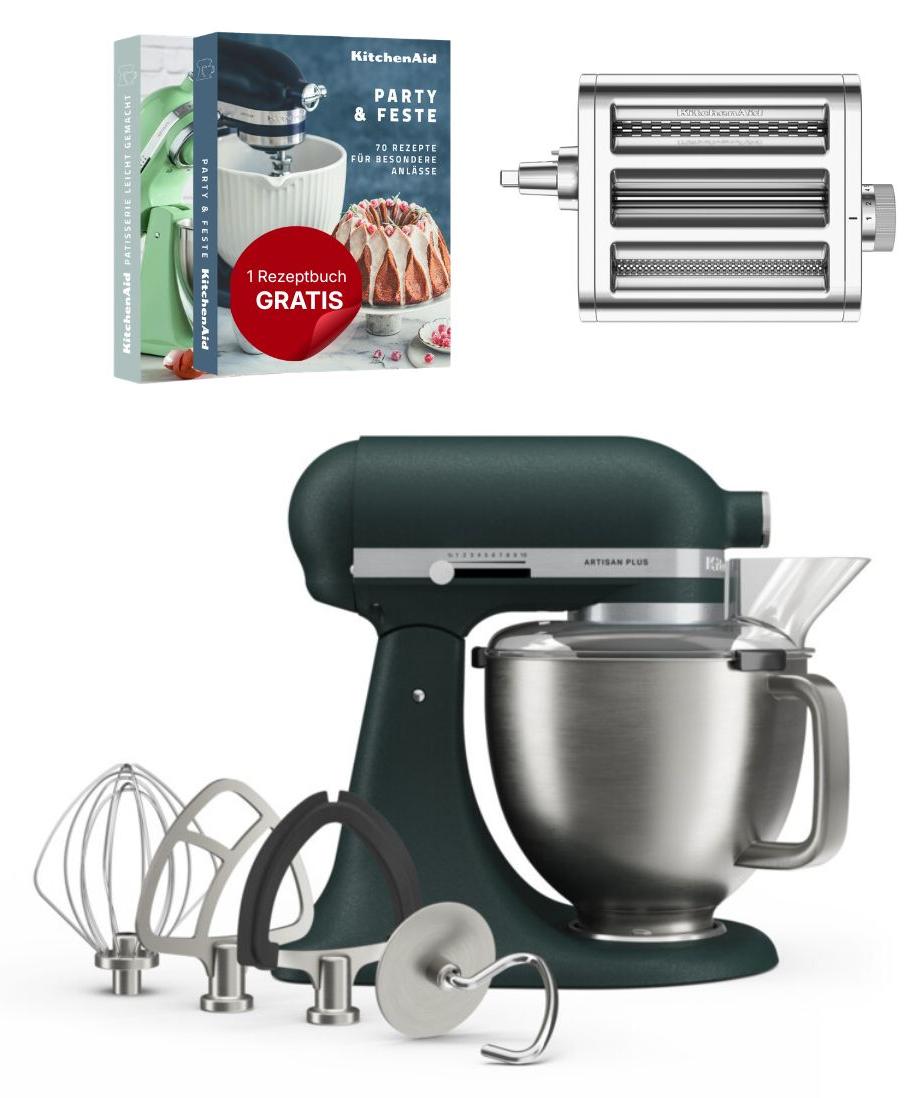 KitchenAid 4,7 L 5KSM50 Artisan Plus Küchenmaschine Pastalover mit 3-in-1 Nudelvorsatz Pebbled Palm