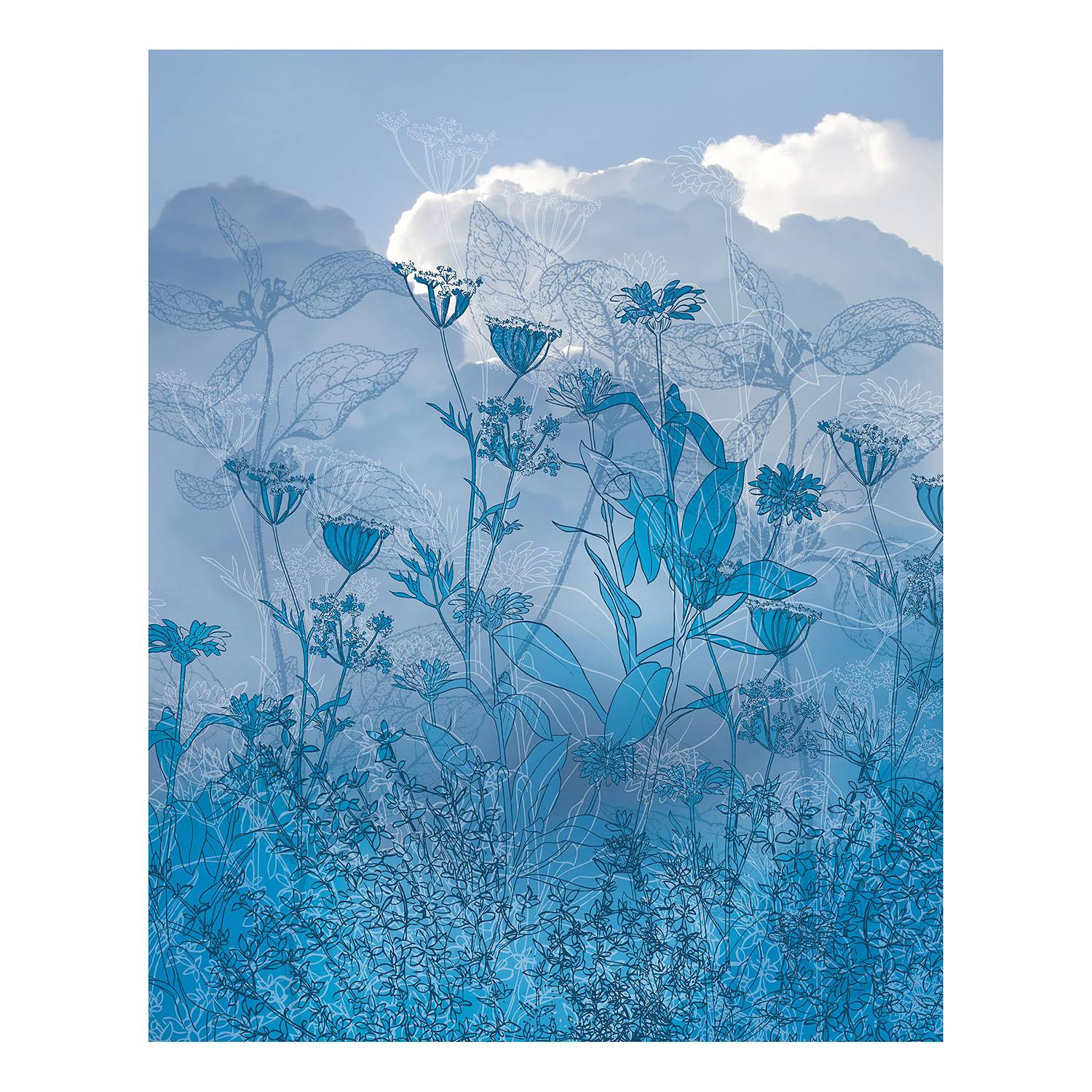 home24 Fotobehang Blue Sky Mural Textiel 200cm