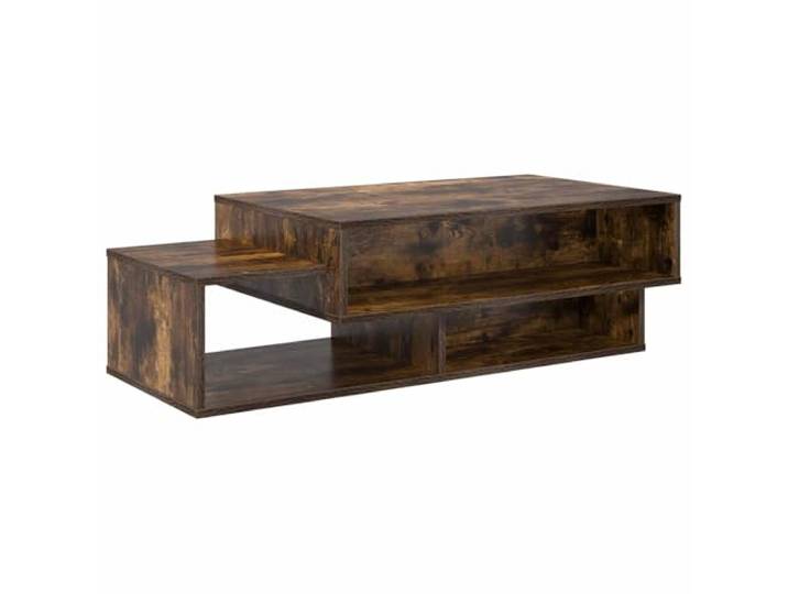 KUTYWEXFM Couchtisch Geräucherte Eiche 105x50x32,5 cm Holzwerkstoff Modernes Design für das Wohnzimmer mit 3 offenen Staufächern für Bücher, Zeitschriften und Dekoration.