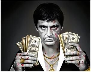 Uplift Picks Scarface Tony Montana Canvas Print Gangster Movie Wall Art a 50x70 Cm no Frame