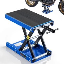 VEVOR Motorradheber 499 kg Tragkraft Motorradhebebühne mit Breiter Auflagefläche Sicherheitsbolzen 95-340 mm Höhenverstellbar Scherenheber aus Stahl für Straßenmotorräder Cruiser Schwarz Blau