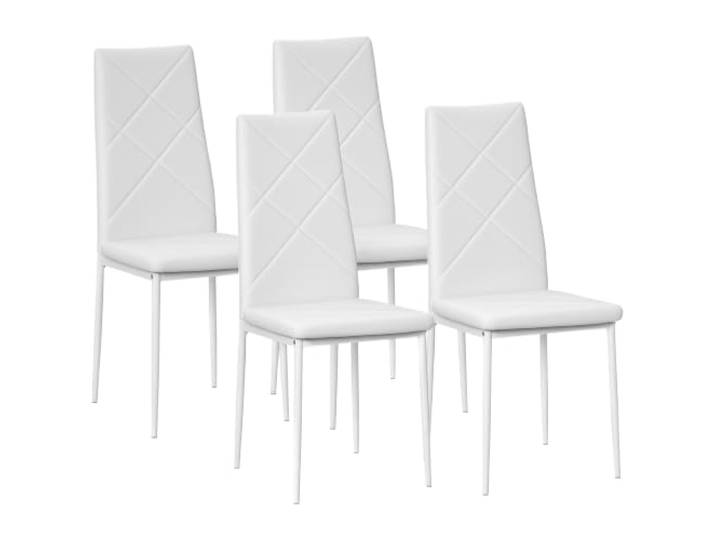 HOMCOM Eetkamerstoelen 4-pak keukenstoel met rugleuning wit