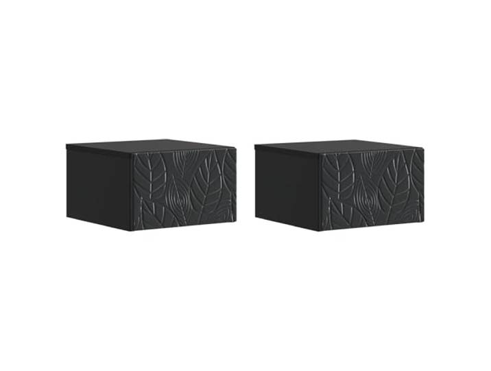 Fisinber Wandnachttisch 2er Set Schwarz Hängeschrank 49x34,5x20 cm Platzsparende Nachtkommode für das Schlafzimmer mit Schublade aus Holzwerkstoff im modernen Design.