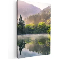 LEINWANDBILD Natur - Bäume - Berge - See - Wasser Wanddeko 40x60 cm