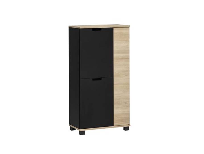 Schildmeyer Highboard Emmik 159513 schwarzmatt/weißeiche Dekor, 59,8 x 32,6 x 116,9 cm
