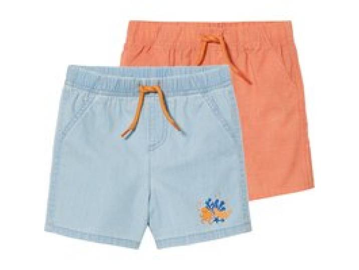 LUPILU® Lot de 2 shorts bébé (bleu clair/orange)